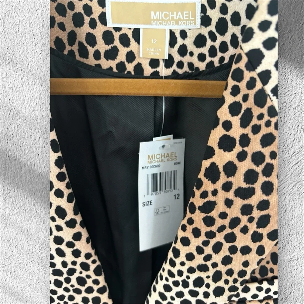 Michael Kors Cheetah Print Stretch Crepe Blazer Size 12 - Picture 4 of 9